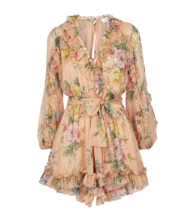 Shop Zimmermann Zinnia Silk Ruffle Playsuit