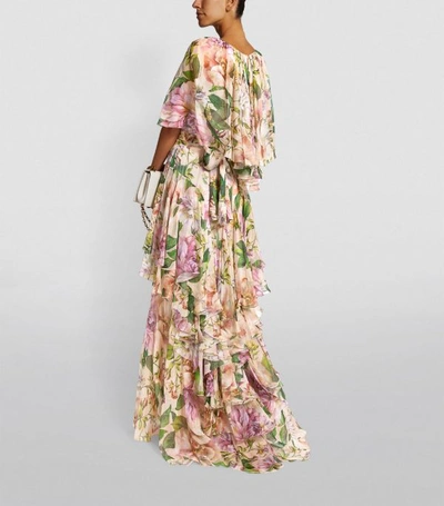 Shop Dolce & Gabbana Silk Floral Print Layered Maxi Dress