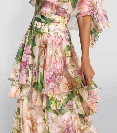 Shop Dolce & Gabbana Silk Floral Print Layered Maxi Dress