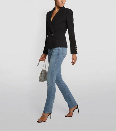 Shop Alessandra Rich Embellished Double-breasted Textured Jacket