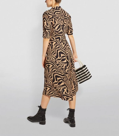 Shop Ganni Animal Print Wrap Midi Dress