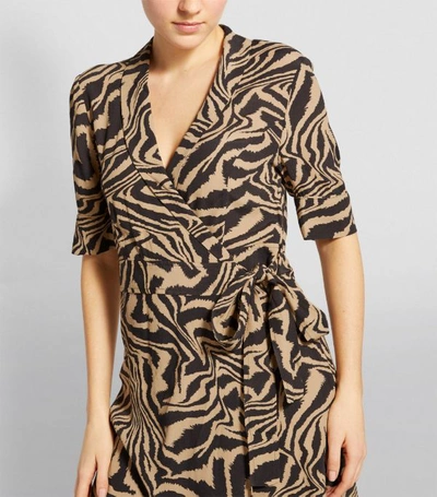 Shop Ganni Animal Print Wrap Midi Dress