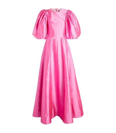Shop Rasario Puff-sleeved Silk Gown