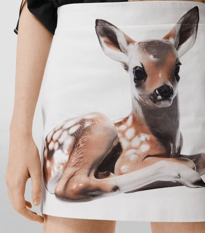Shop Burberry Denim Deer Print Skirt