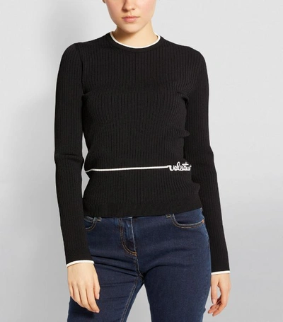 Shop Valentino Logo Ribbed Sweater