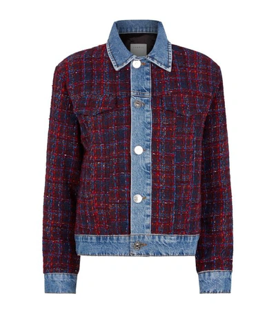 Shop Sandro Denim Trim Tweed Jacket