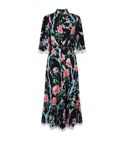 Shop Andrew Gn Floral Belted Midi Dress