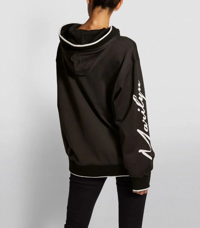 Jersey Hoodie With Marilyn Monroe Print In Black