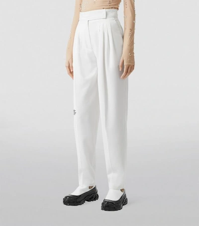 Shop Burberry Location Print Wool-blend Tailored Trousers