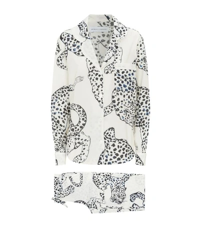Shop Desmond & Dempsey Jaguar Print Long Pyjama Set In Beige