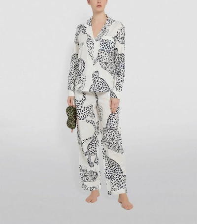 Shop Desmond & Dempsey Jaguar Print Long Pyjama Set In Beige