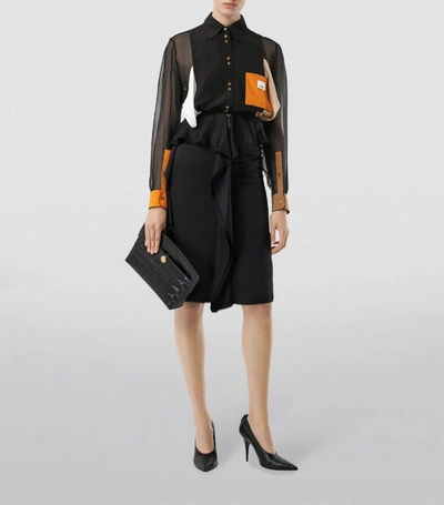 Shop Burberry Colour-block Silk Shirt