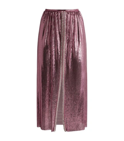 Shop Paco Rabanne Embellished Chainmail Midi Skirt