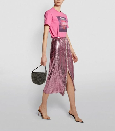 Shop Paco Rabanne Embellished Chainmail Midi Skirt