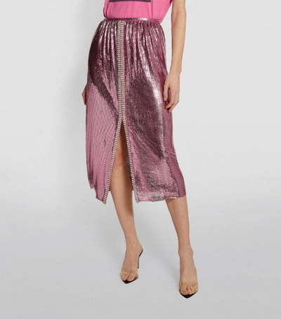 Shop Rabanne Embellished Chainmail Midi Skirt