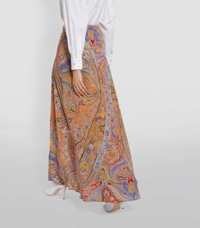 Shop Etro Silk Paisley Print Skirt