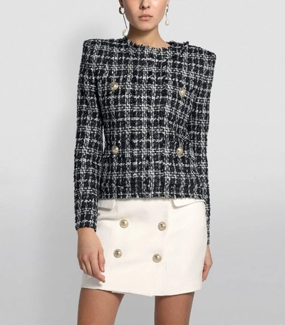 Shop Balmain Collarless Lurex Tweed Jacket