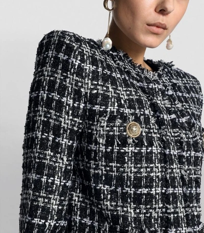 Shop Balmain Collarless Lurex Tweed Jacket