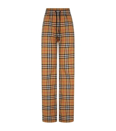 Shop Burberry Vintage Check Wide Leg Trousers