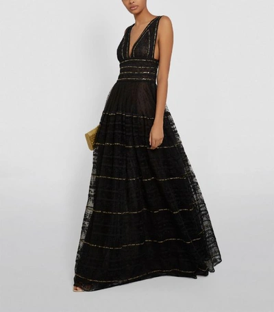 Shop Costarellos Embroidered Lace Gown