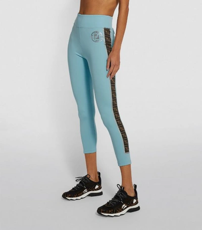 Shop Fendi Logo Side-stripe Leggings