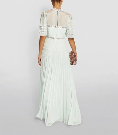 Shop Self-portrait Pleated Chiffon Maxi Dress