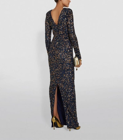 Shop Rachel Gilbert Atlanta Long-sleeve Sequin Gown