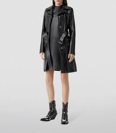 Shop Burberry Studded Leather Trench Coat