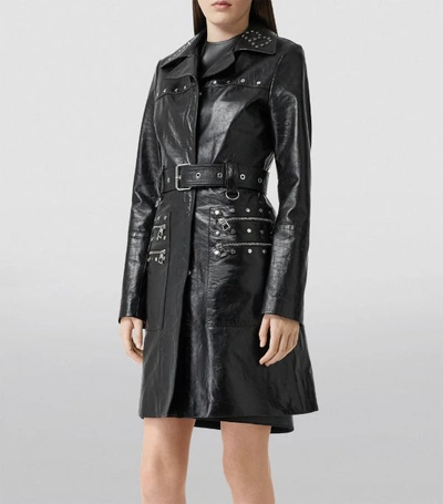 Shop Burberry Studded Leather Trench Coat