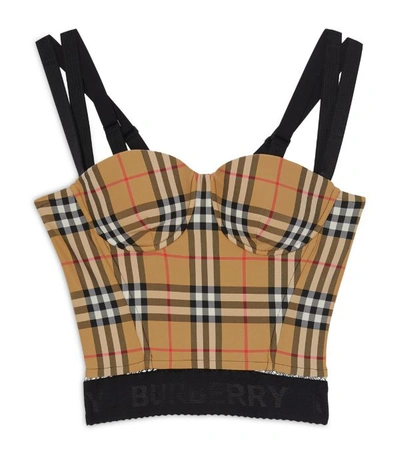 Shop Burberry Vintage Check Corset Top In Archive Beige Ip Chk