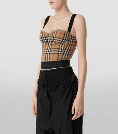 Shop Burberry Vintage Check Corset Top In Archive Beige Ip Chk
