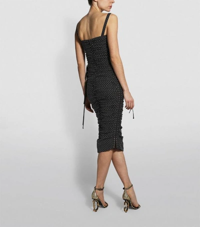 Shop Dolce & Gabbana Polka-dot Lace-up Midi Dress