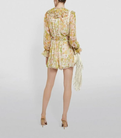 Shop Zimmermann Super Eight Floral Silk Playsuit