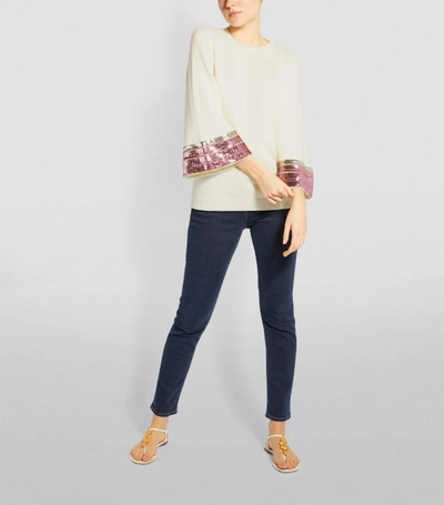 Shop Valentino Cashmere-wool Sequin Sweater