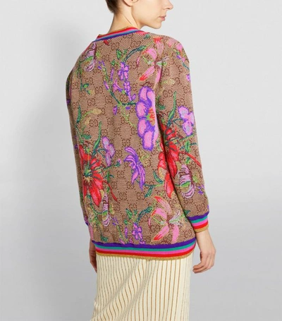 Shop Gucci Gg Flora Wool-jacquard Cardigan