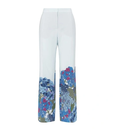 Shop Valentino Floral Silk Wide-leg Trousers