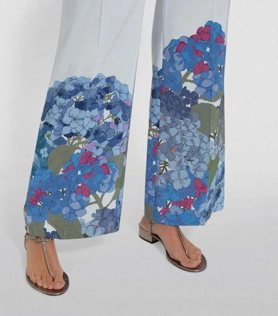 Shop Valentino Floral Silk Wide-leg Trousers