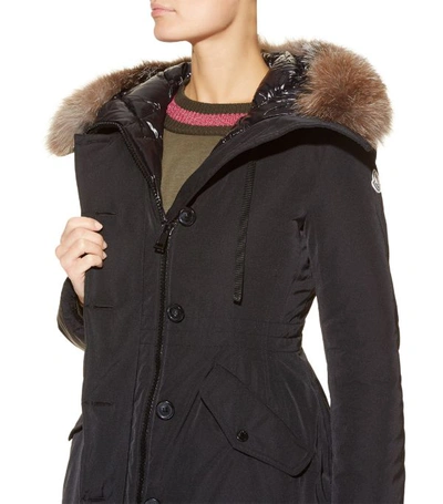 Moncler Monticole Long Parka Coat W/ Fur Trim At Hood In Black | ModeSens