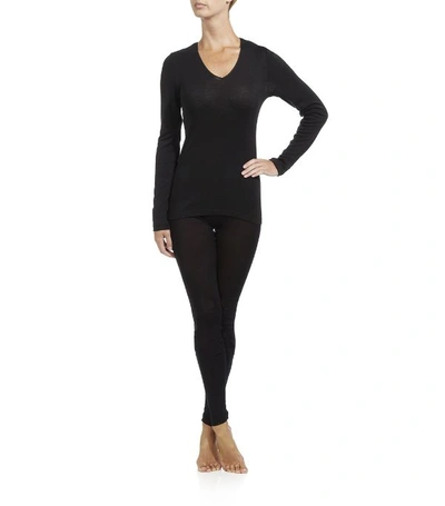 Shop Hanro Wool And Silk Long Sleeve Top In Black