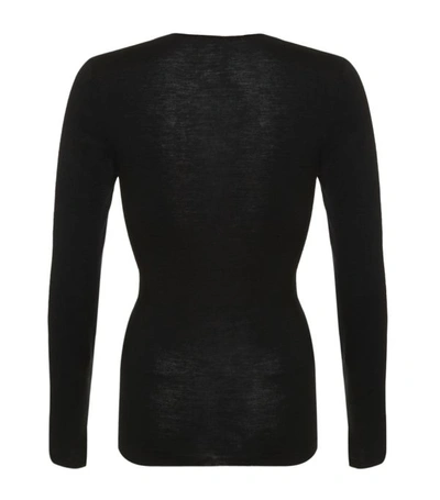 Shop Hanro Wool And Silk Long Sleeve Top In Black