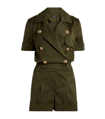 Shop Balmain Double-breasted Military Playsuit