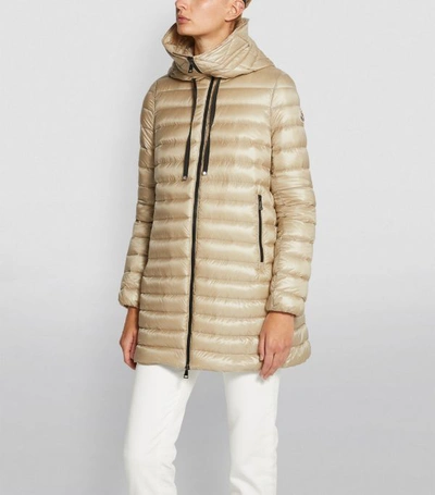 Shop Moncler Rubis Long Quilted Jacket In Yellow