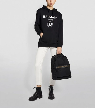 Shop Balmain Flocked Logo Hoodie