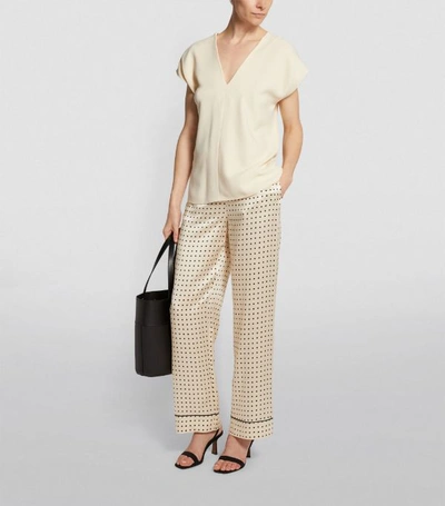 Shop Asceno London Square Print Silk Pyjama Trousers