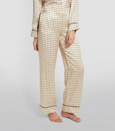 Shop Asceno London Square Print Silk Pyjama Trousers