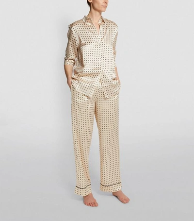 Shop Asceno London Square Print Silk Pyjama Trousers
