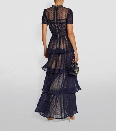 Shop Self-portrait Lace Tiered Maxi Dress