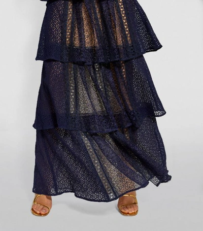 Shop Self-portrait Lace Tiered Maxi Dress