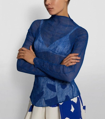 Shop Issey Miyake Shirred High-neck Blouse