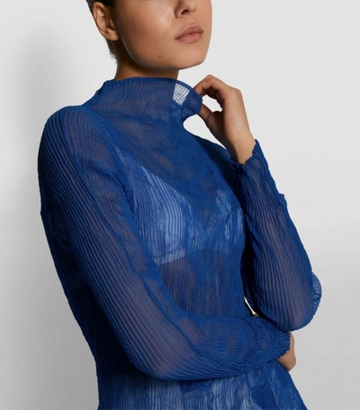 Shop Issey Miyake Shirred High-neck Blouse